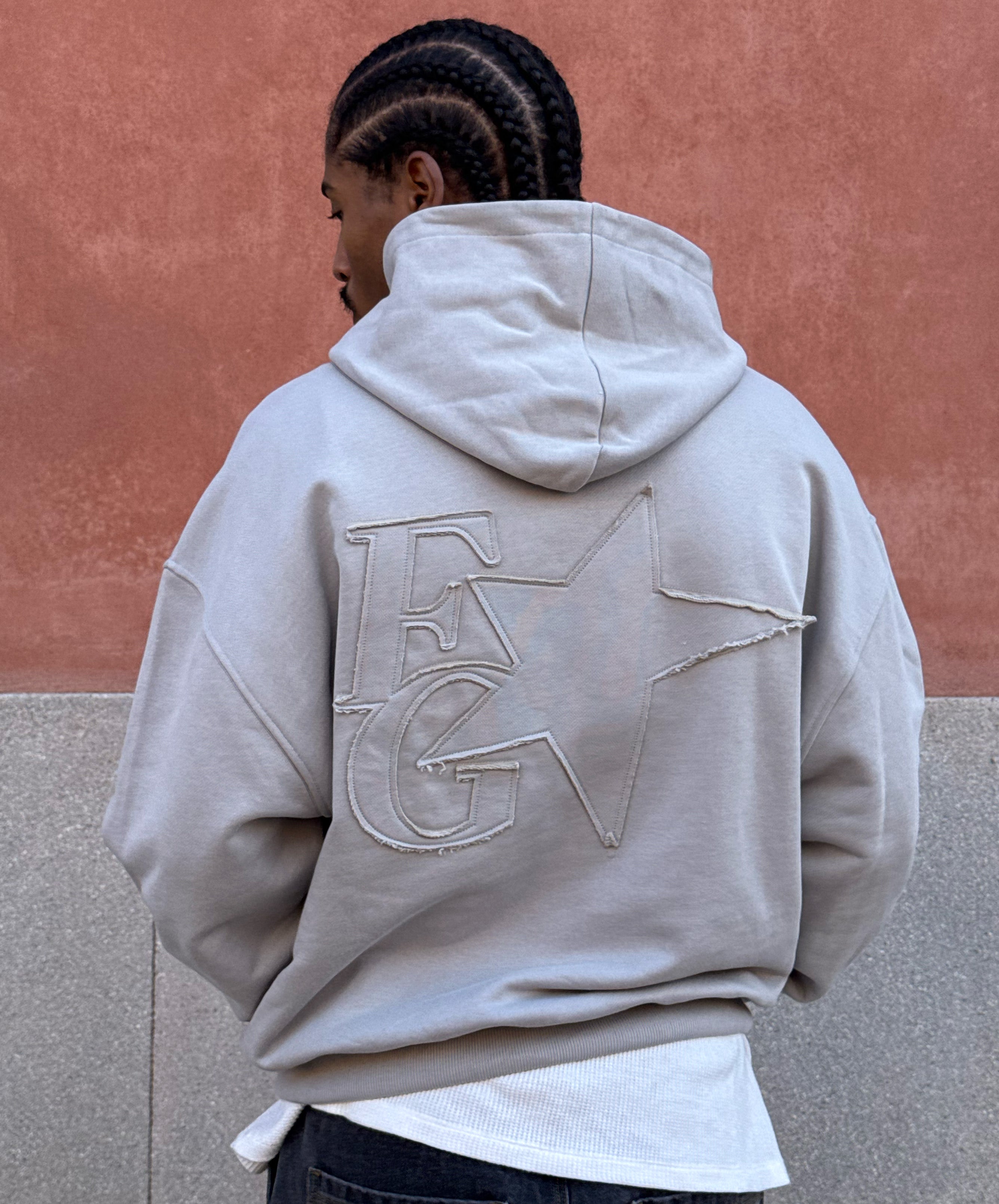 STAR HOODIE MID GREY