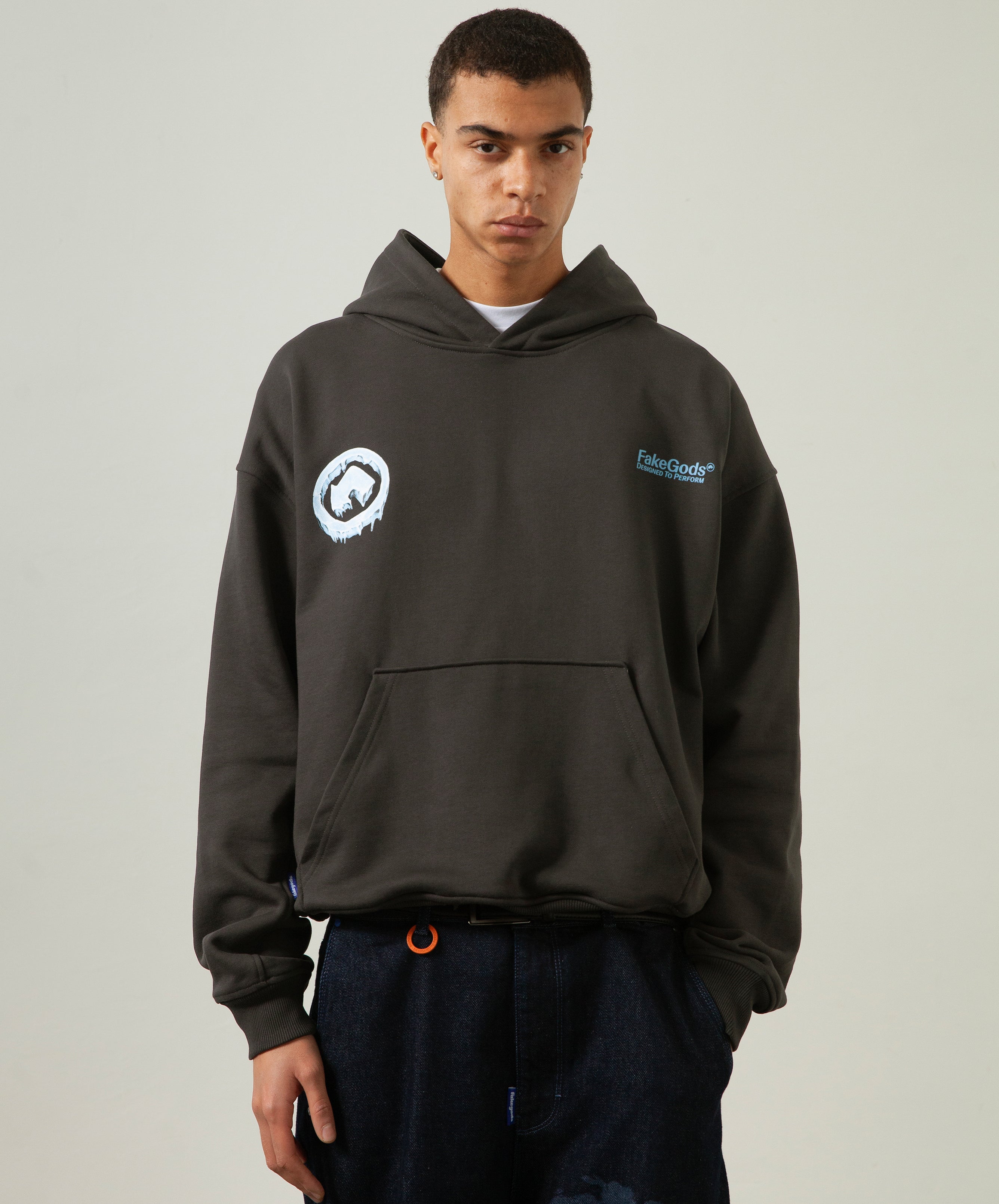 ICED LOGO HOODIE DARK GREY