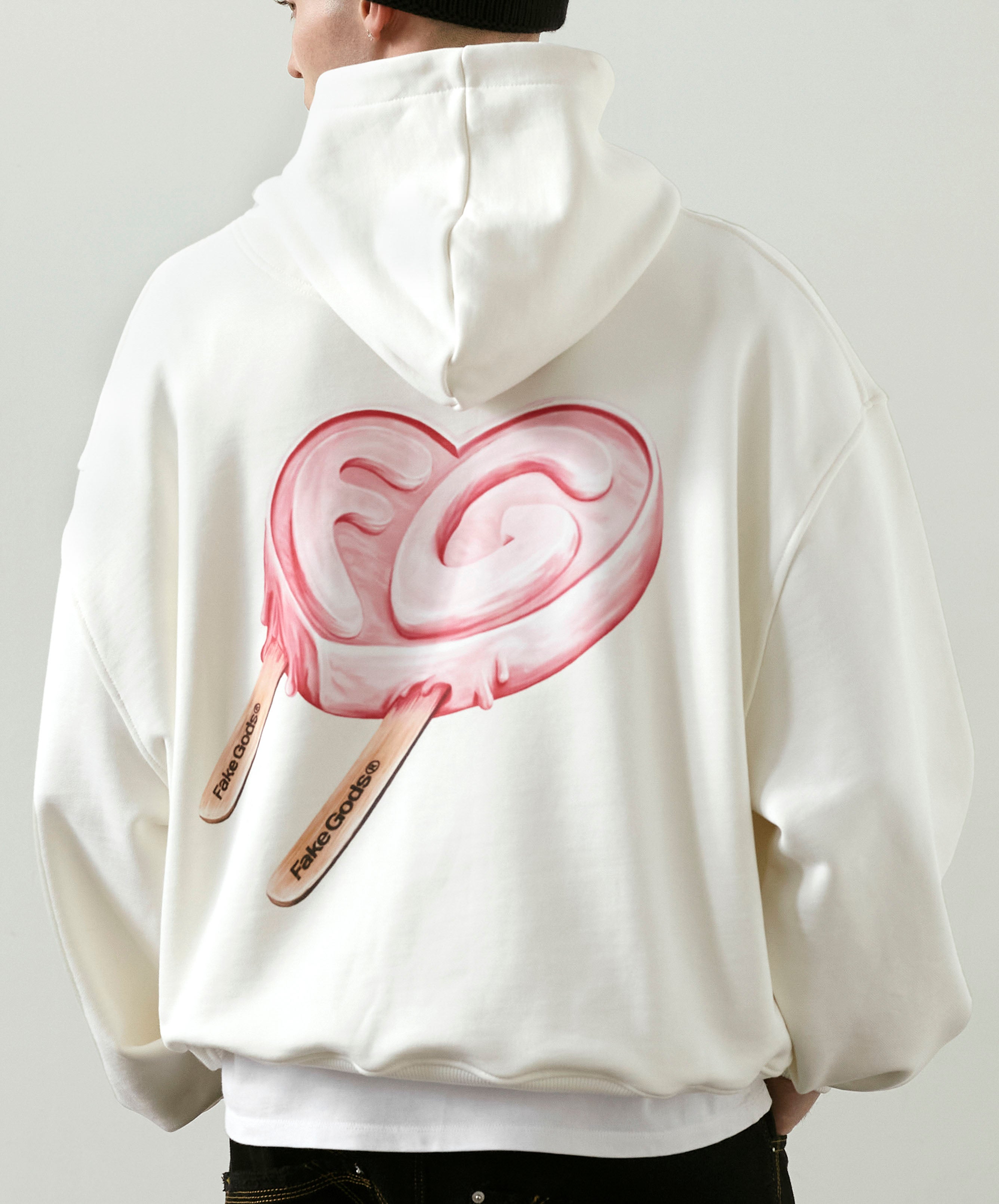 ICED HEART HOODIE CREAM