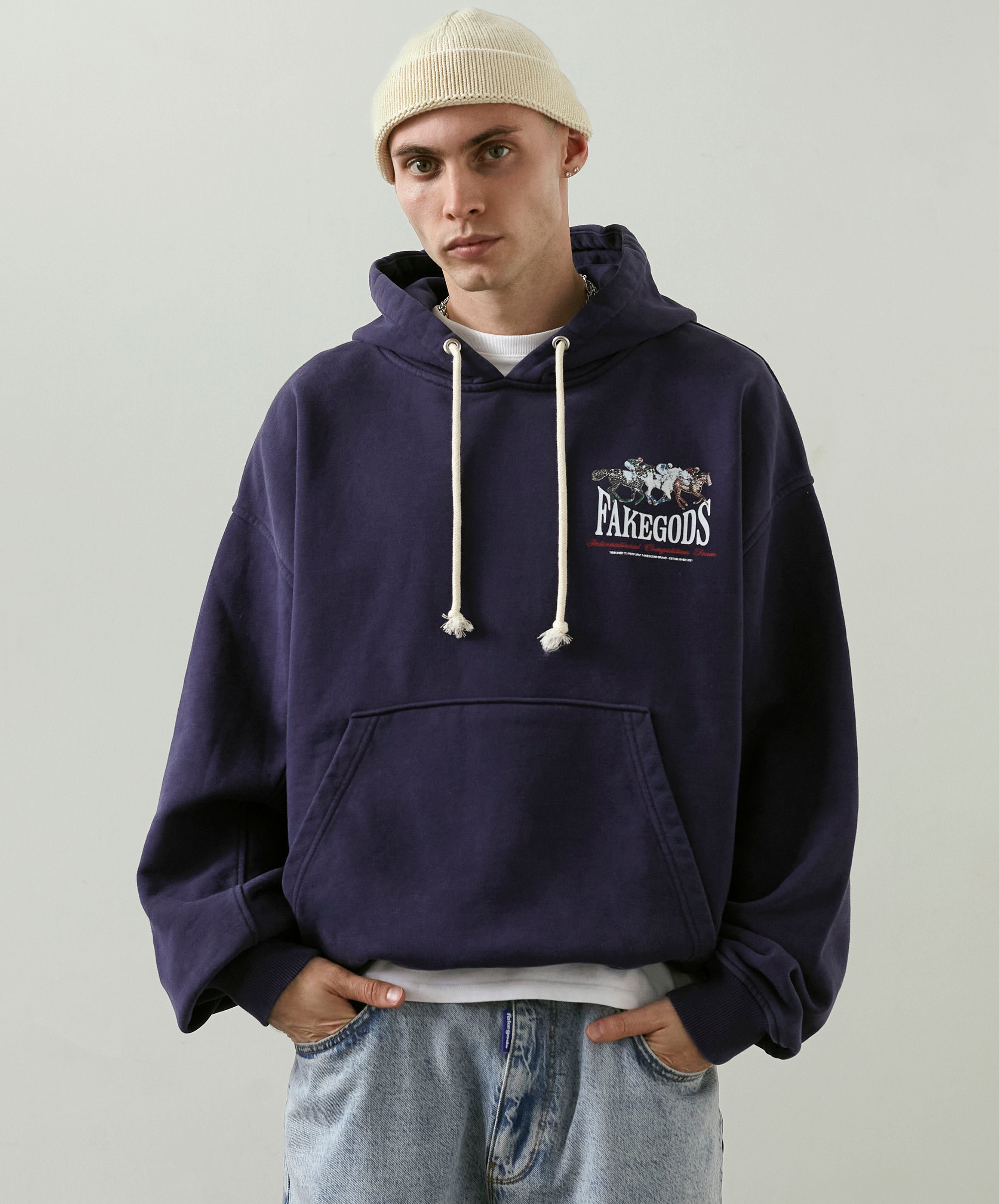 HORSE RACE HOODIE NAVY