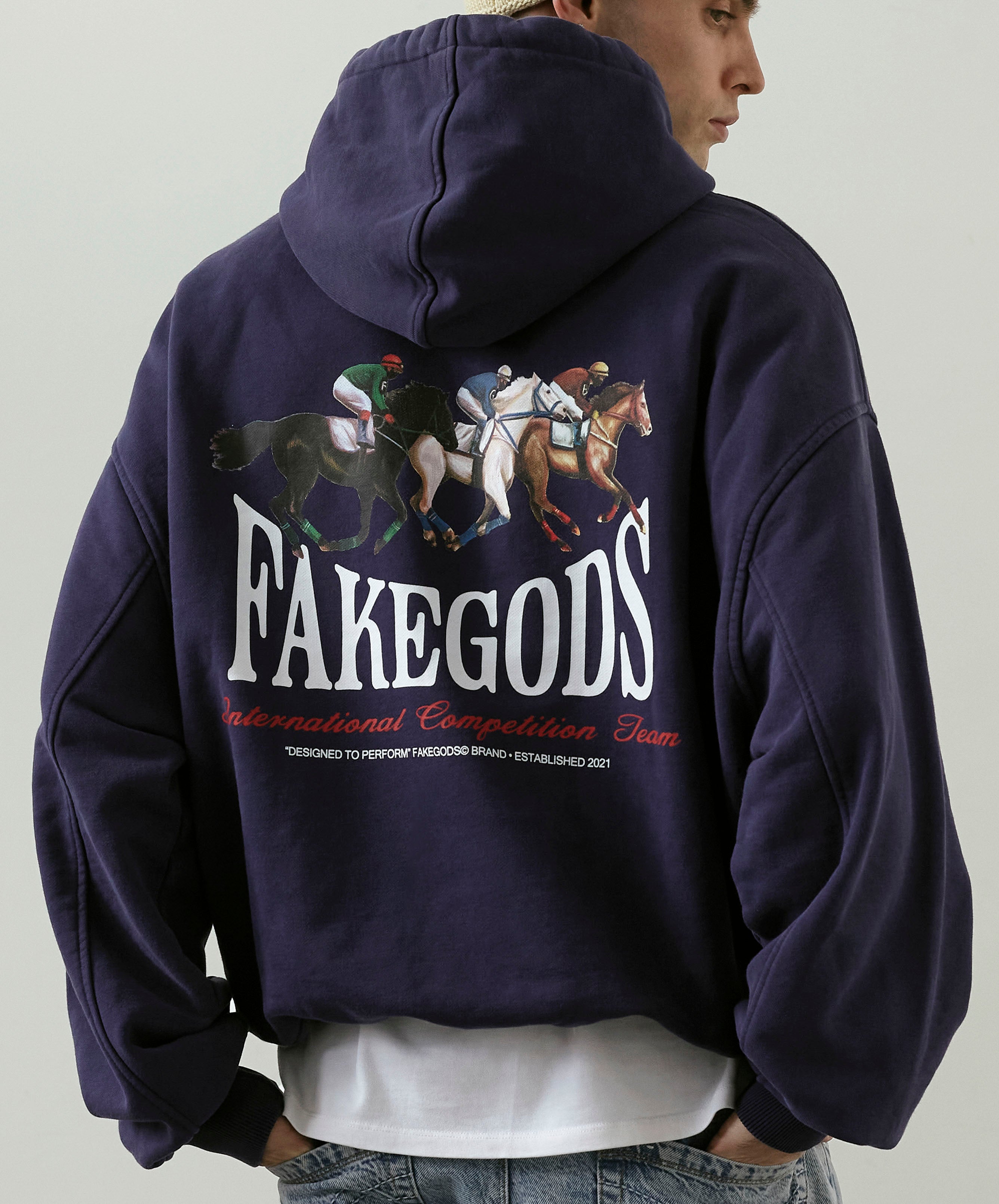 HORSE RACE HOODIE NAVY