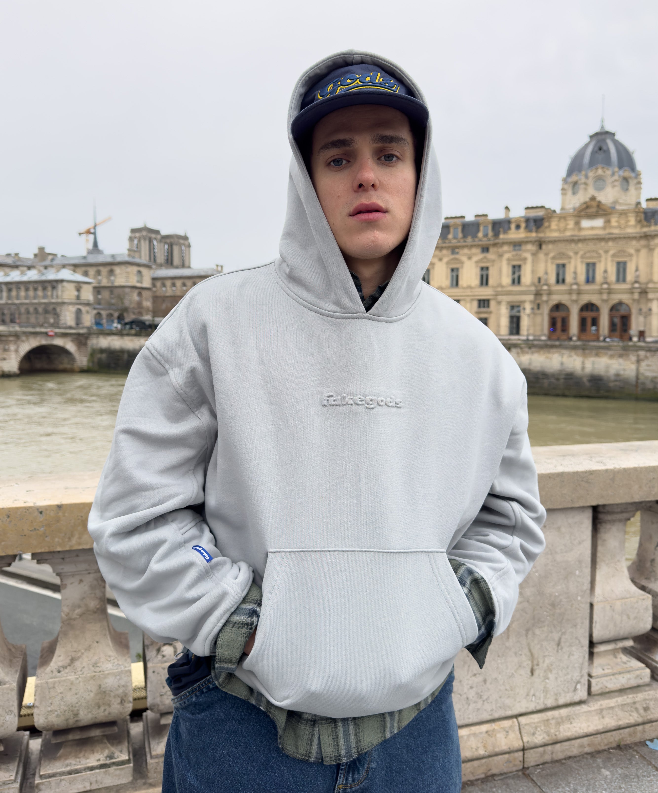 VALENTINE'S EMBOSSED HOODIE GREY