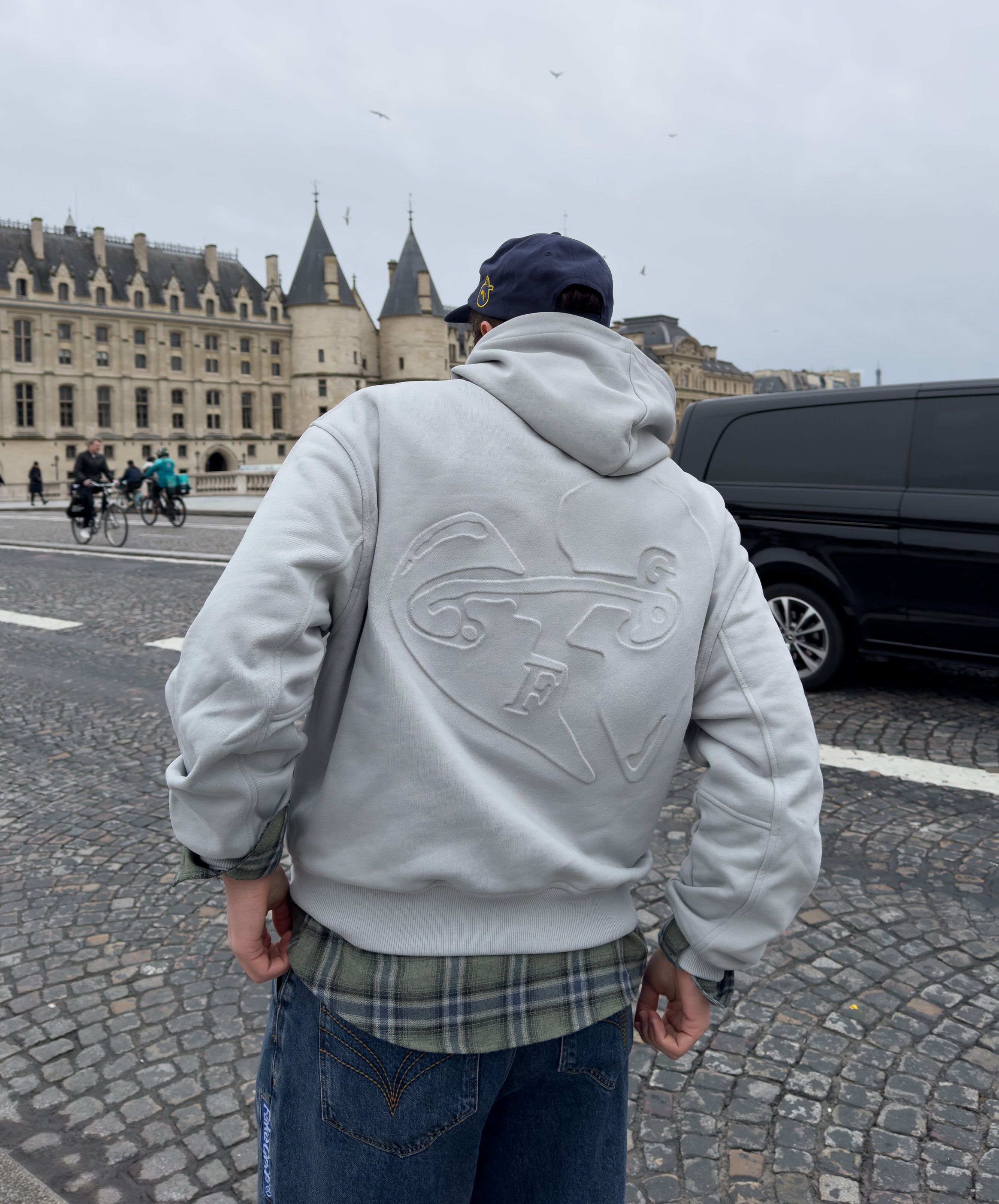 VALENTINE'S EMBOSSED HOODIE GREY