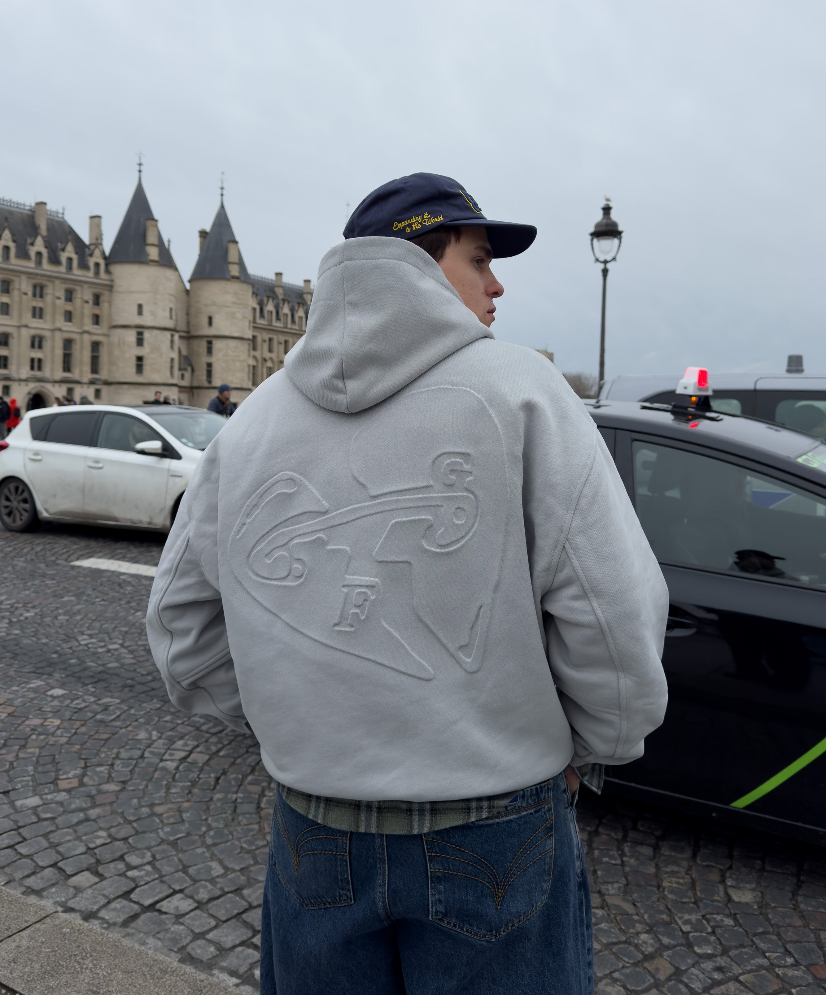 VALENTINE'S EMBOSSED HOODIE GREY