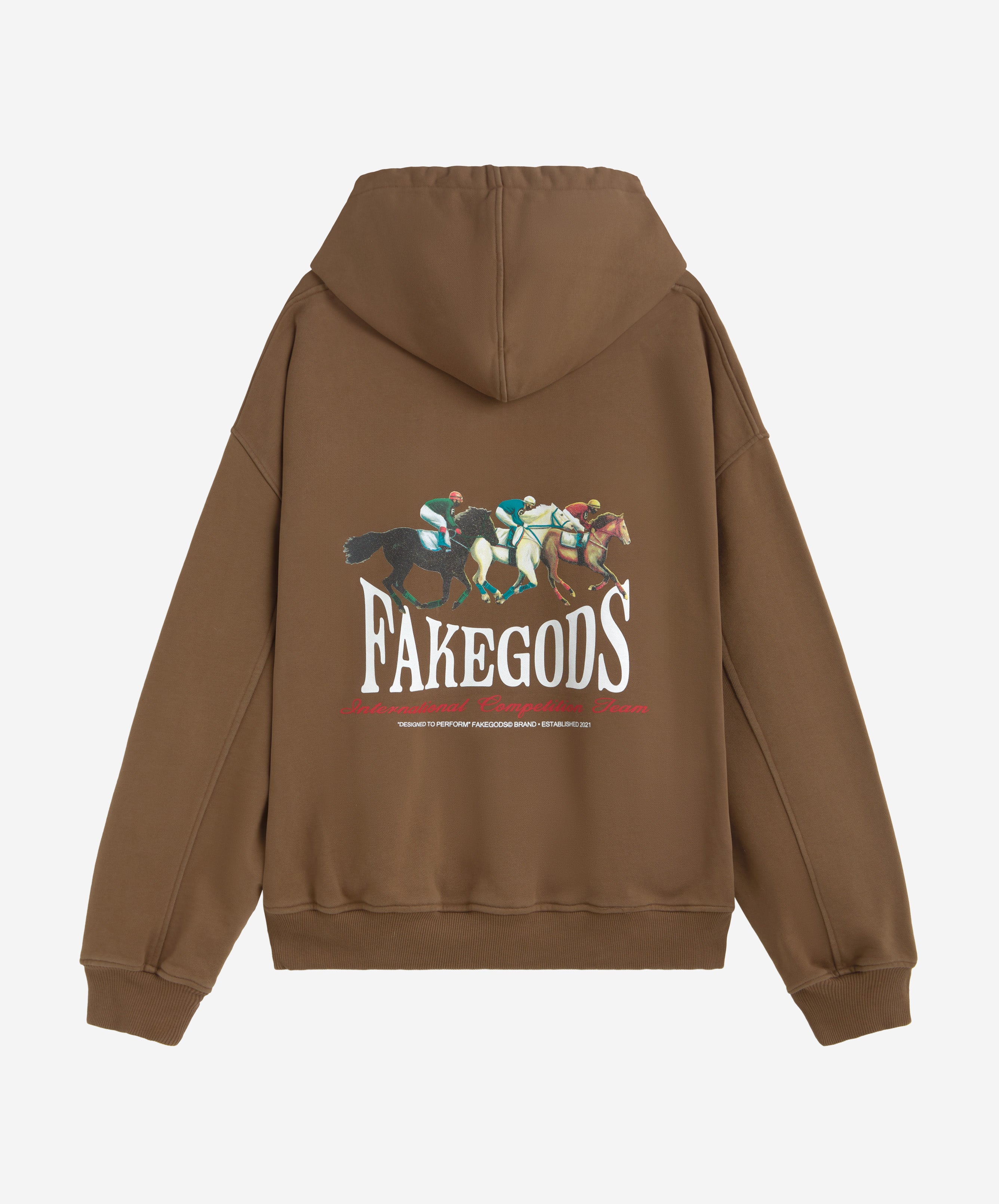 HORSE RACE WASHED HOODIE BROWN