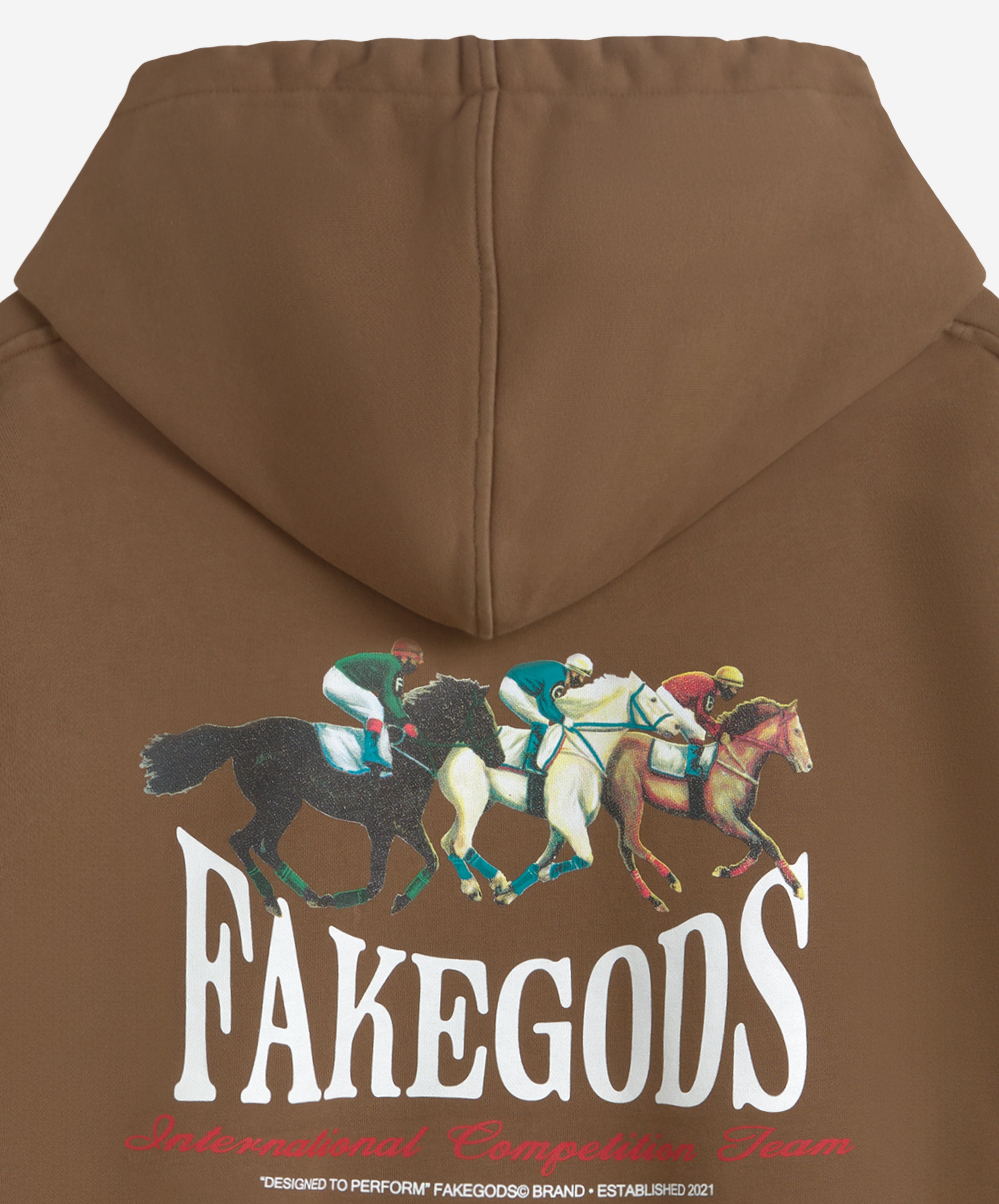 HORSE RACE WASHED HOODIE BROWN