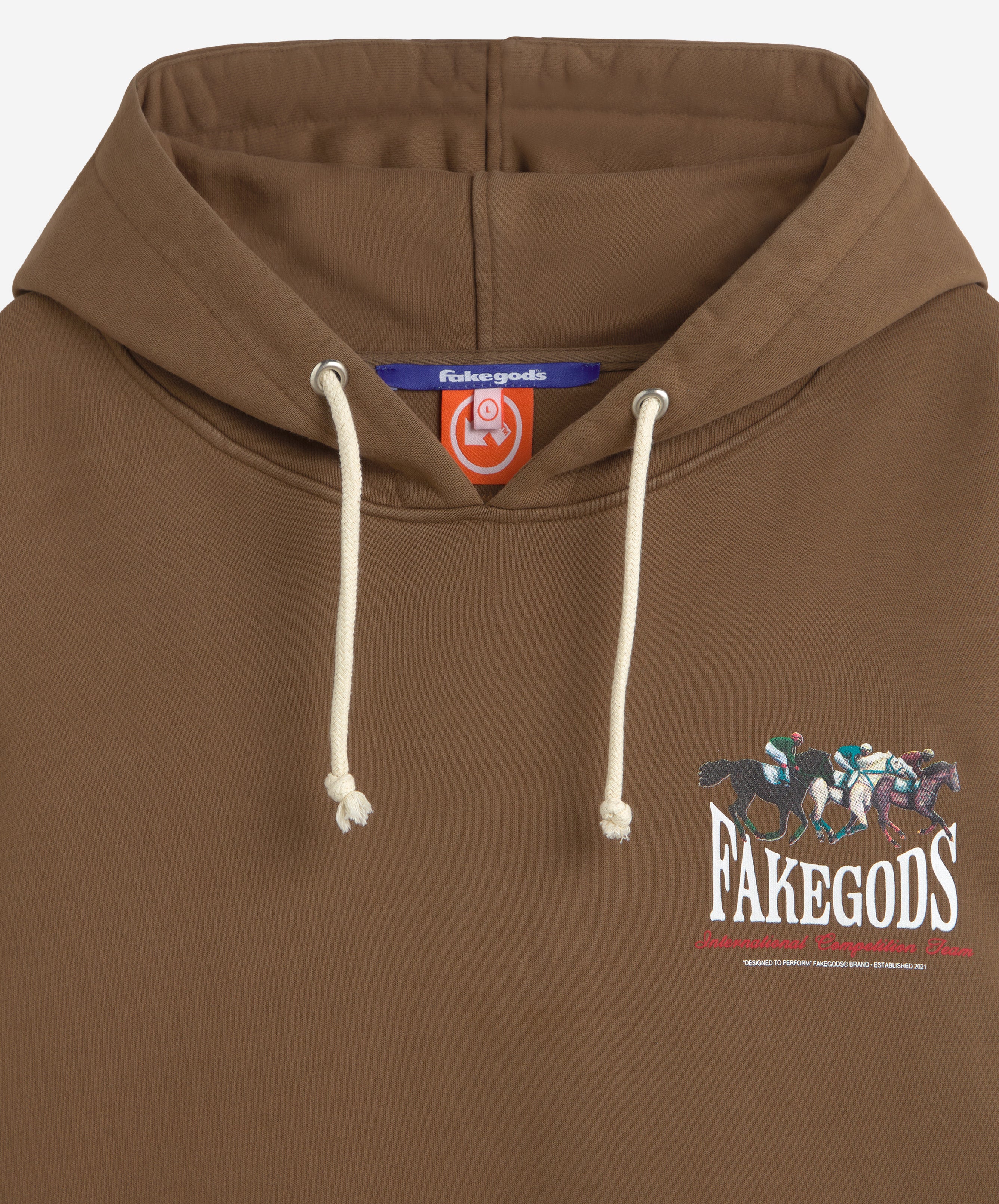 HORSE RACE WASHED HOODIE BROWN