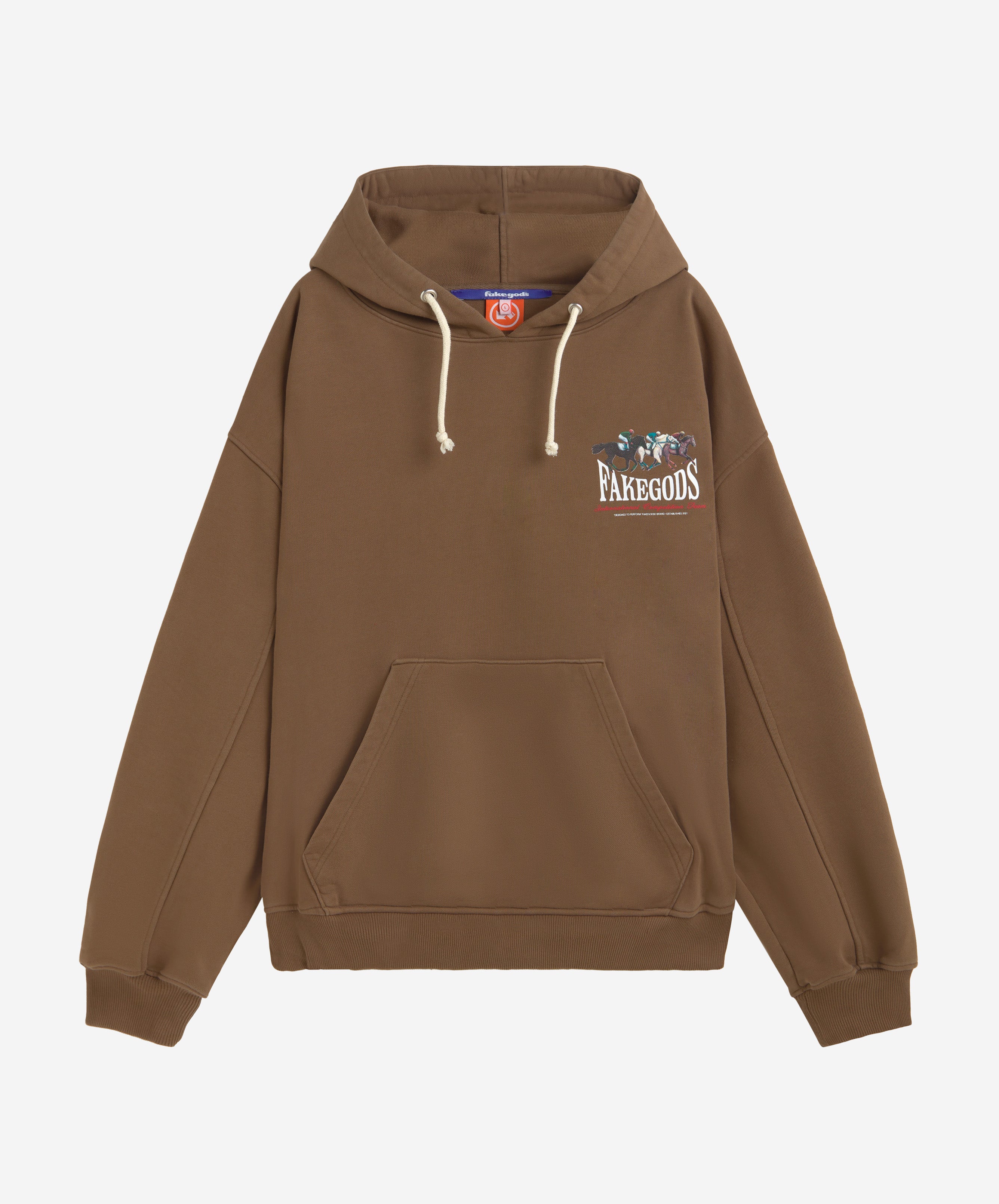 HORSE RACE WASHED HOODIE BROWN