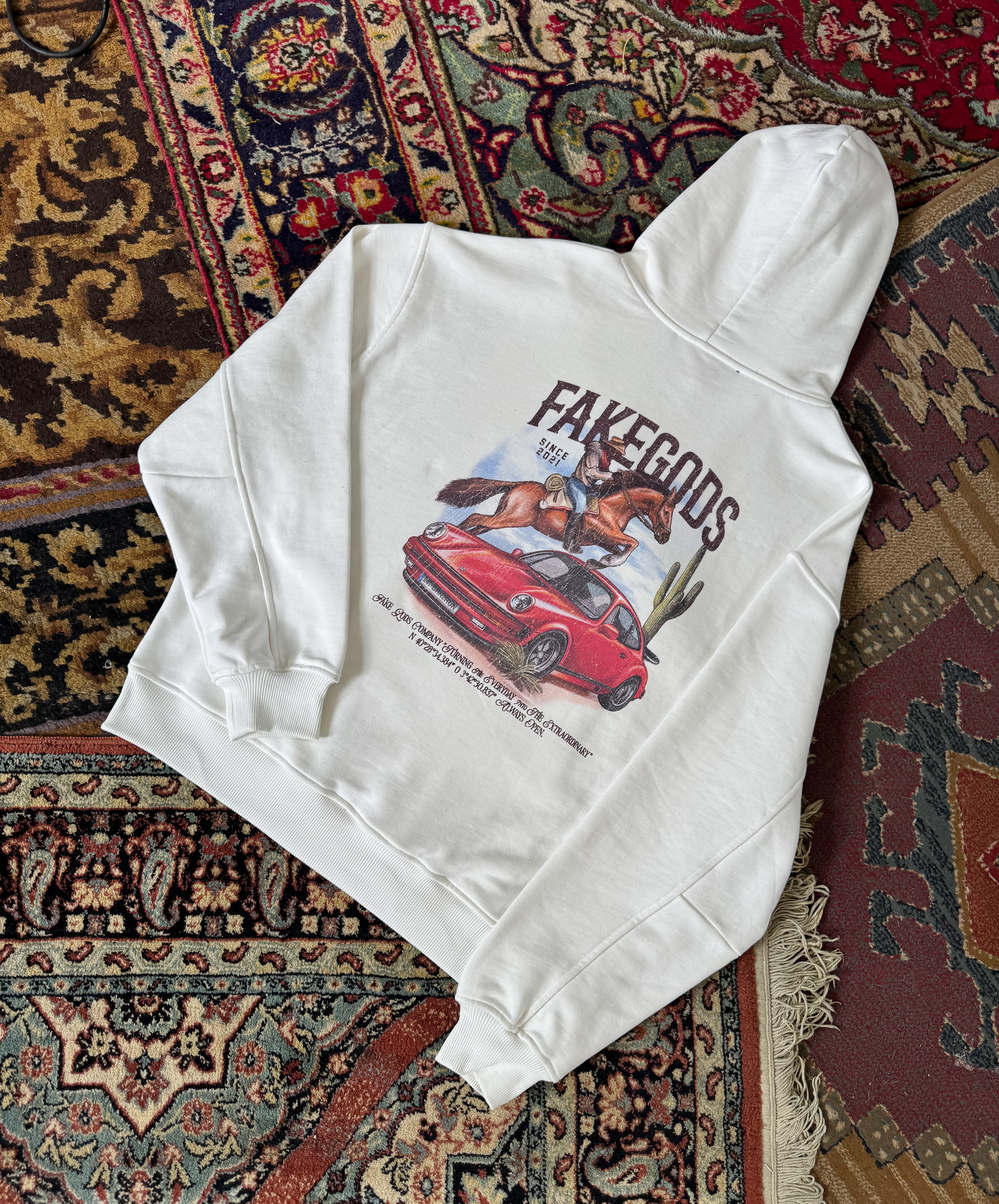 HORSE-CAR HOODIE CREAM