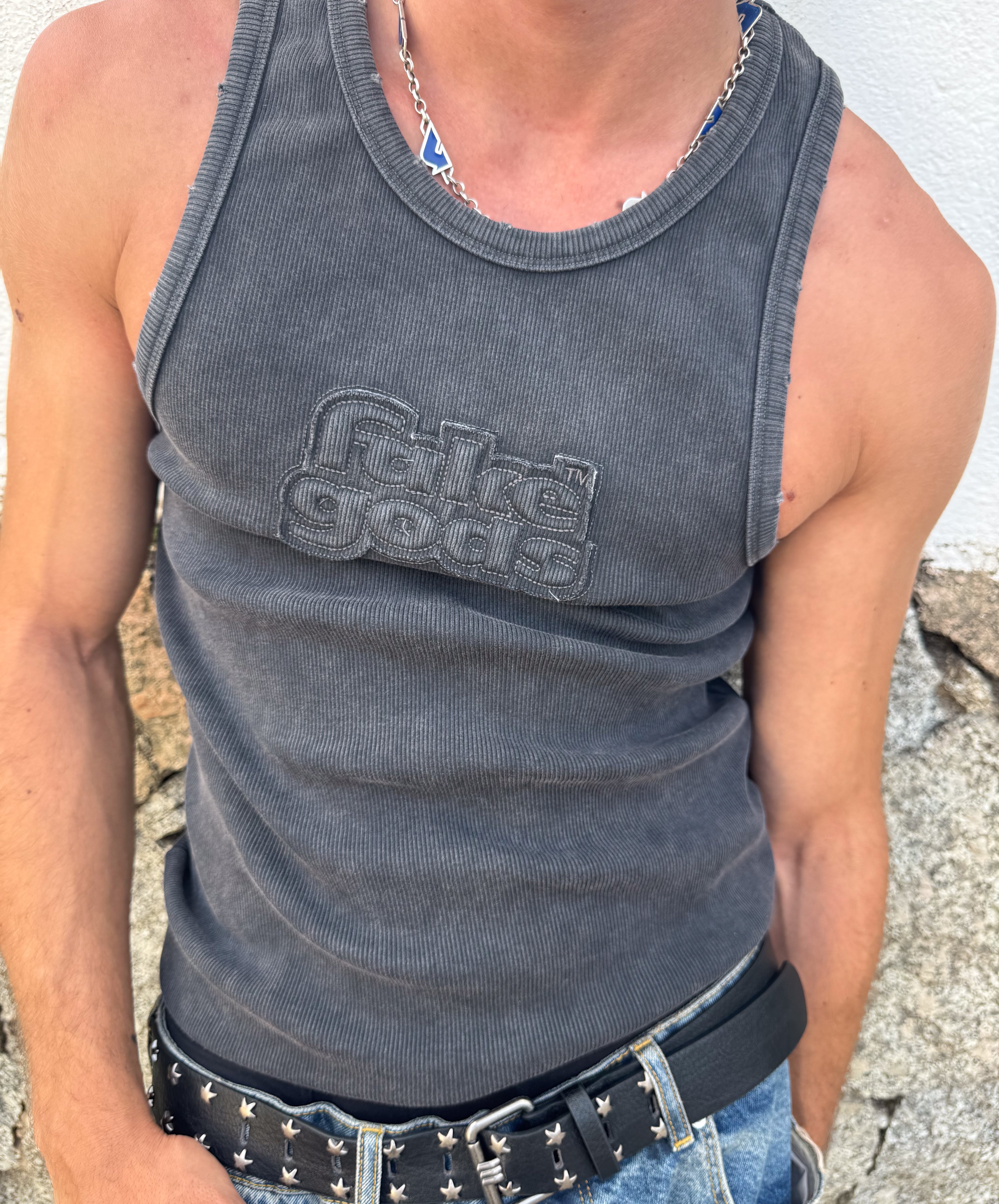 fakegods WASHED TANK DARK GREY