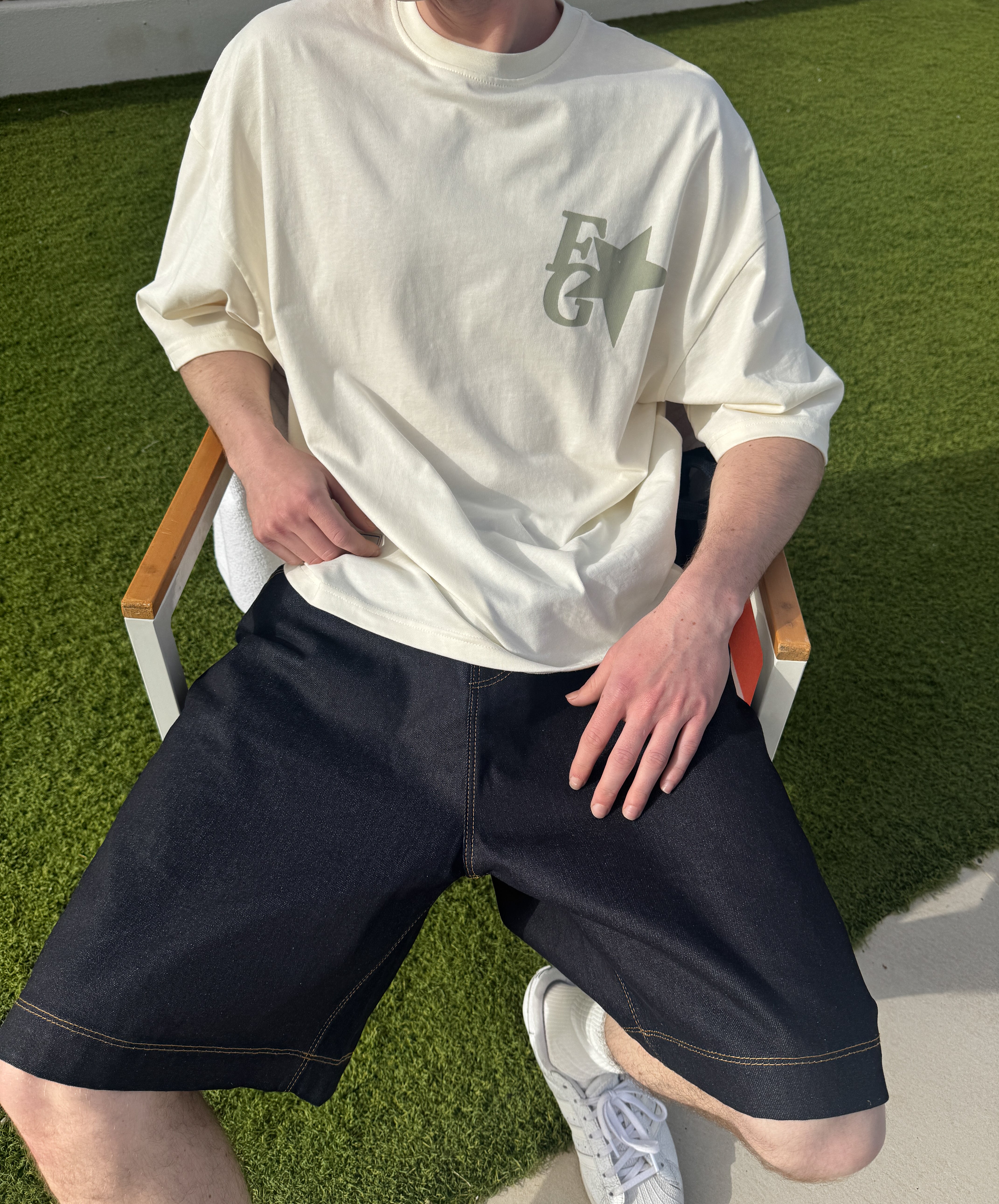 fakegods DENIM SHORTS WASHED GREY