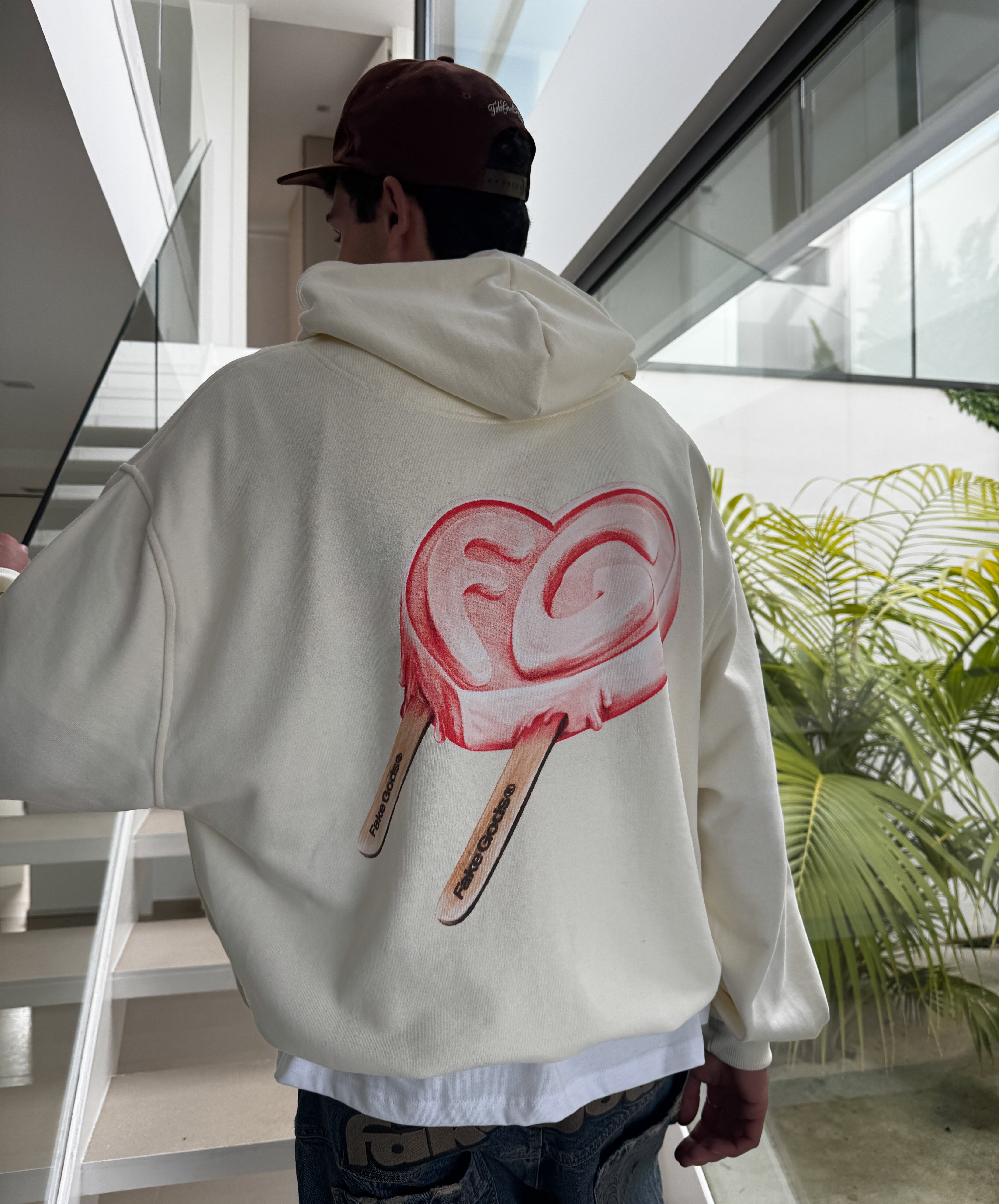 ICED HEART HOODIE CREAM