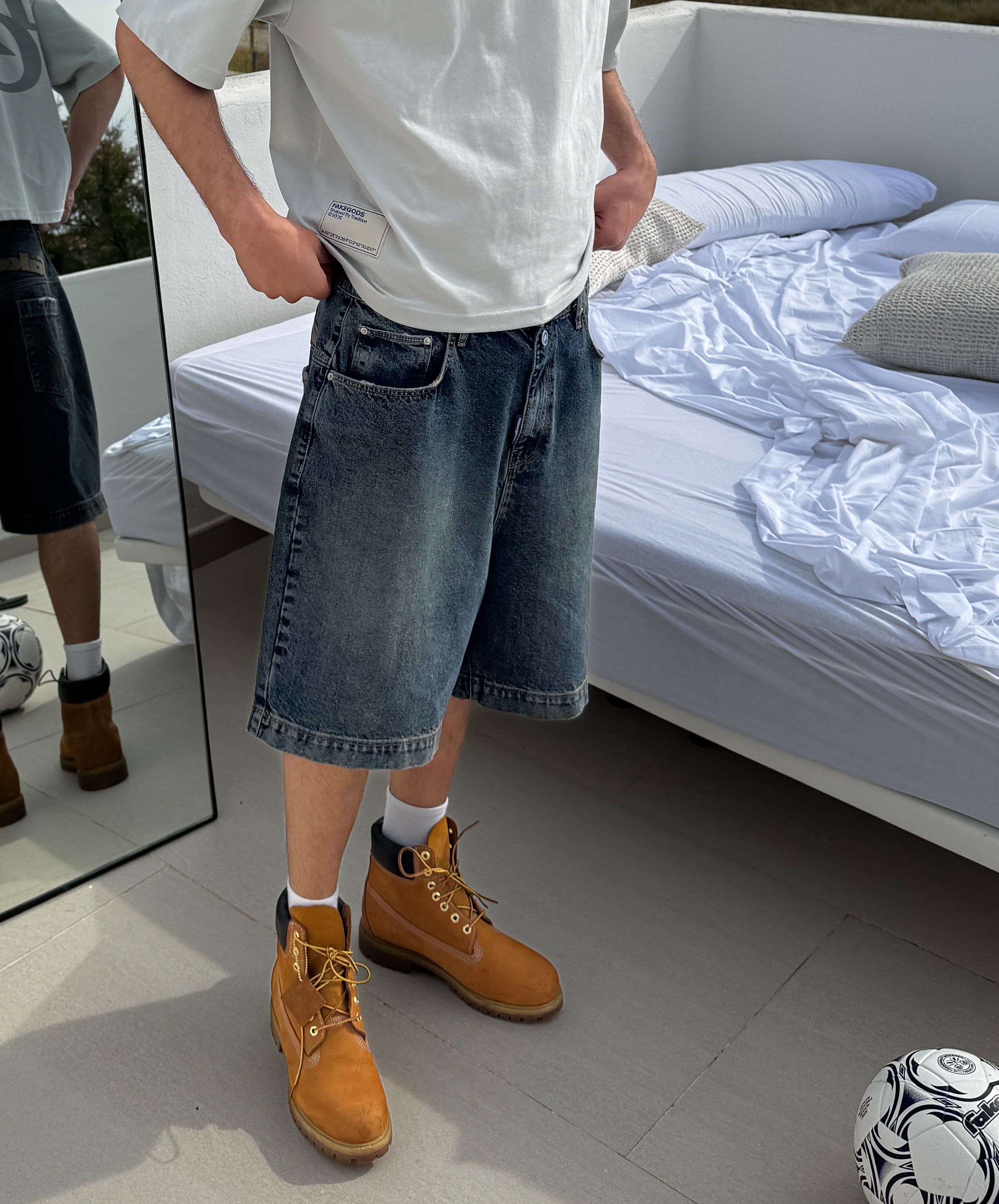 fakegods DENIM SHORTS NAVY