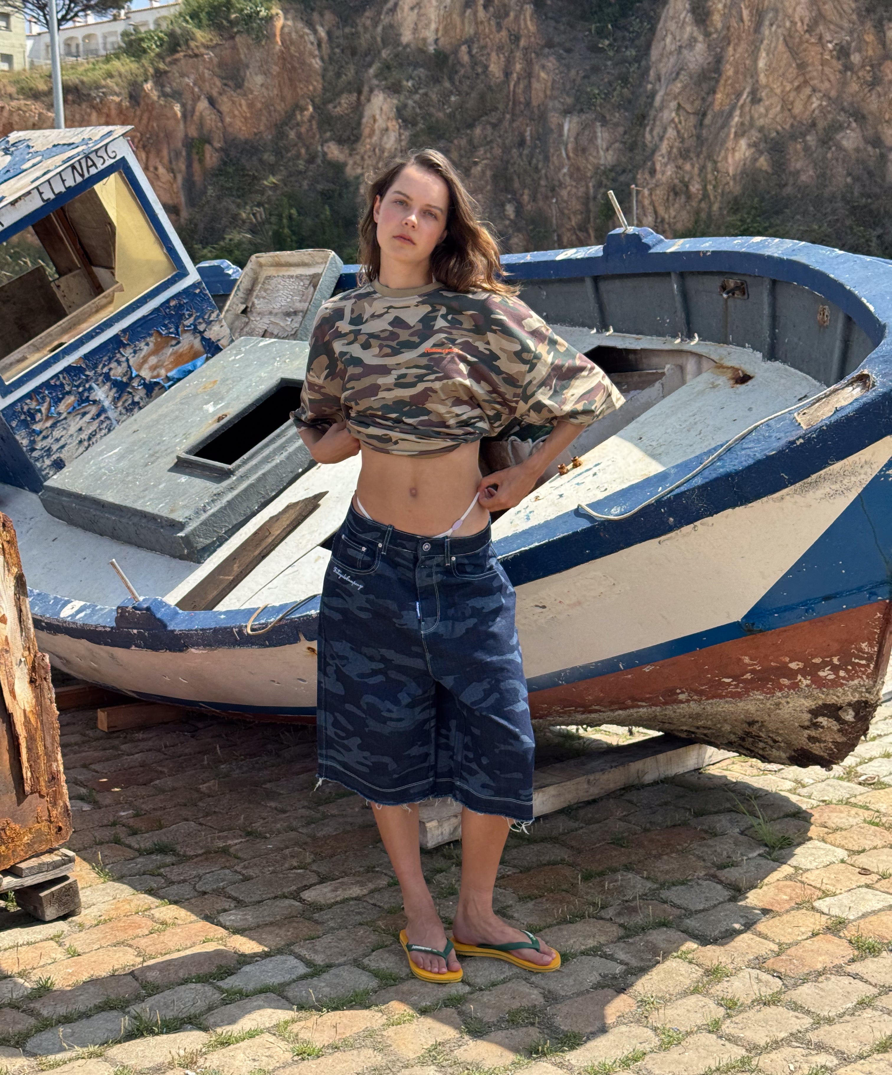 CAMOUFLAGE JORTS NAVY