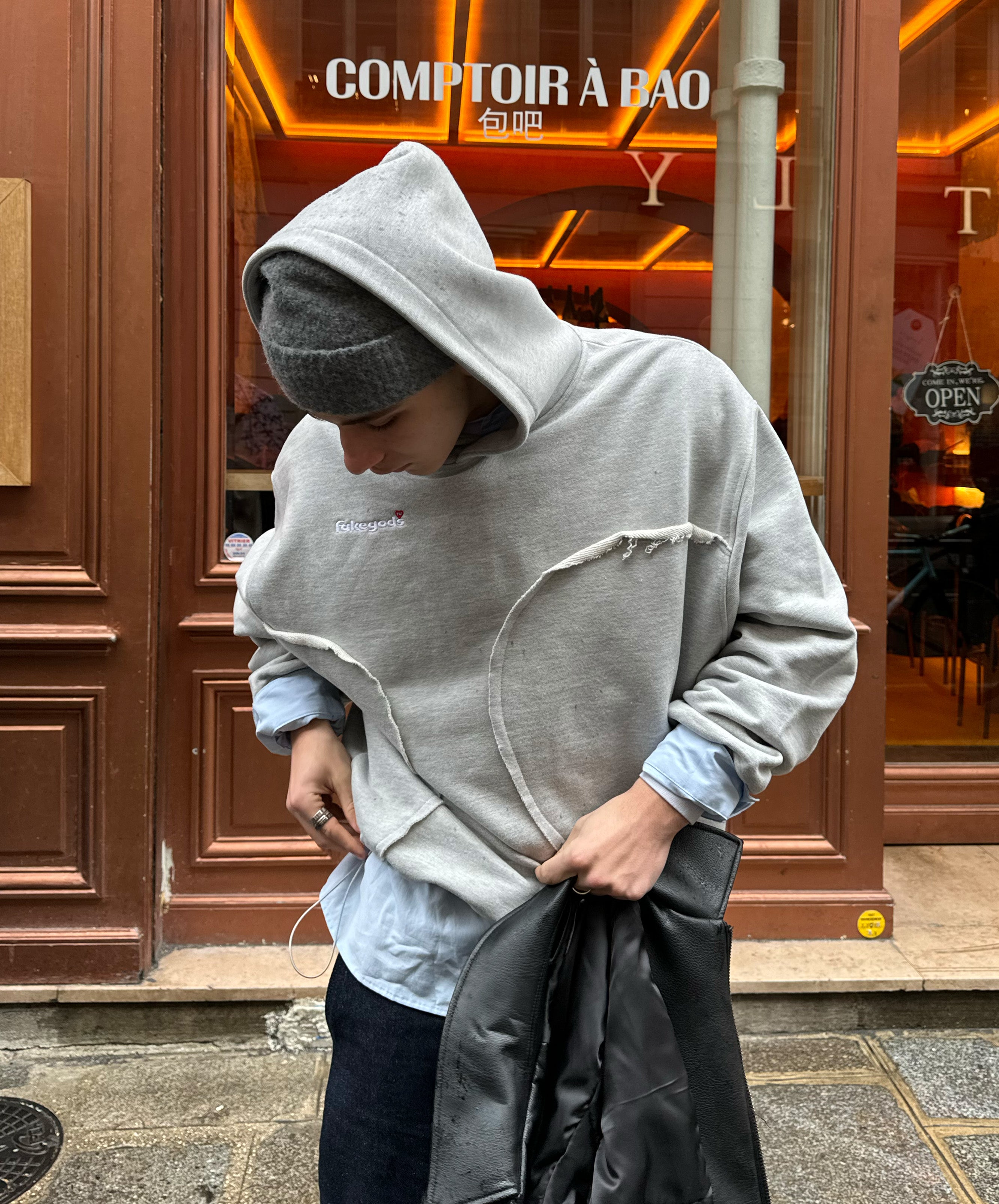 INTERLOCK HOODIE LIGHT GREY