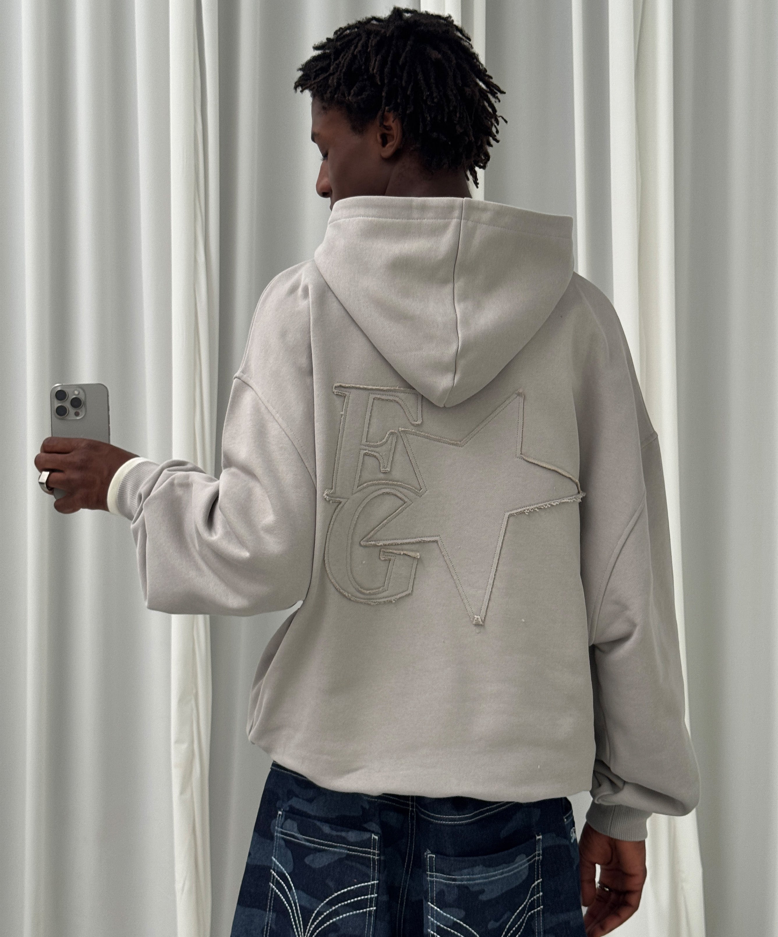 STAR HOODIE MID GREY