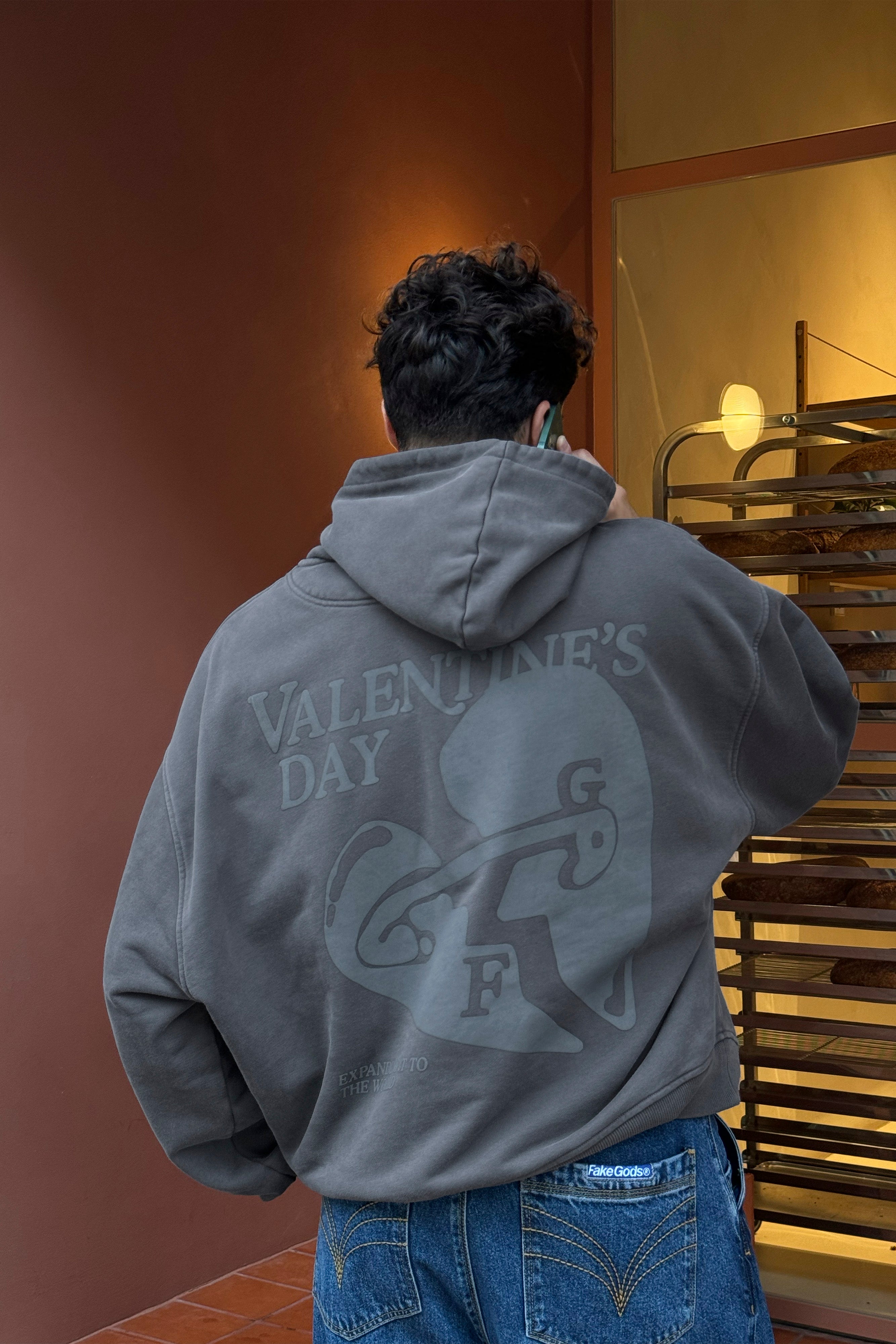 VALENTINE'S WASHED HOODIE GREY